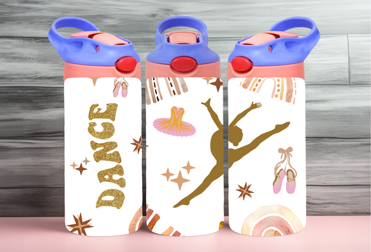 Personalized Kids Water Bottle Flip Top with handle, 12 oz Insulated Tumbler Girls Dance